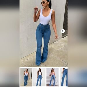 Fashion Nova Deep In My Soul Medium Blue Flare Jeans
